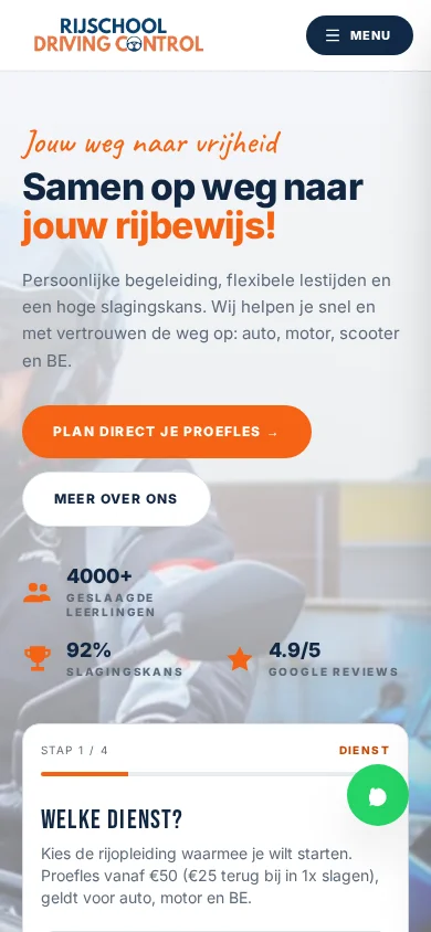 Movo-website op een telefoon