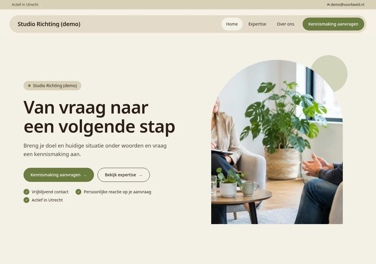 Voorbeeld van een Movo-website die je zelf aanpast